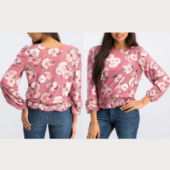 Almost Famous Tops - Crave Fame By Almost Famous Women's Earthy Rose Combo Blouse Set Size Medium NWT